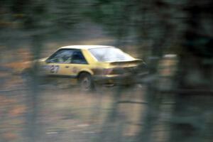 Don Rathgeber / Greg Brown at speed in the Hairy Canary Mustang on Delaware Mine stage. They DNF'ed the event.