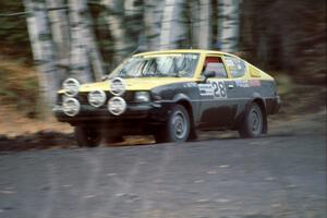 Jeff Bothee / Tom Beltman Plymouth Arrow at speed on the Delaware Mine stage.