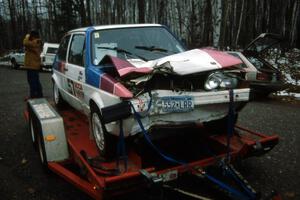 Larry Warrington / Damien Crane destroyed their VW Rabbit.