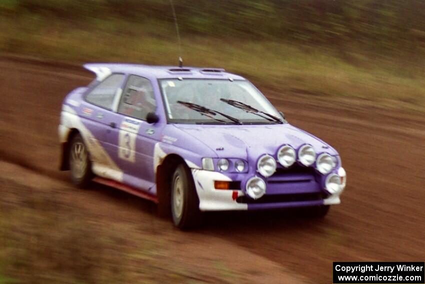 The Carl Merrill / John Bellefleur Ford Escort Coswort RS on the practice stage at the airport. (1)