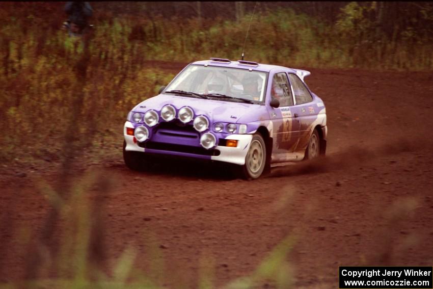 The Carl Merrill / John Bellefleur Ford Escort Coswort RS on the practice stage at the airport. (4)