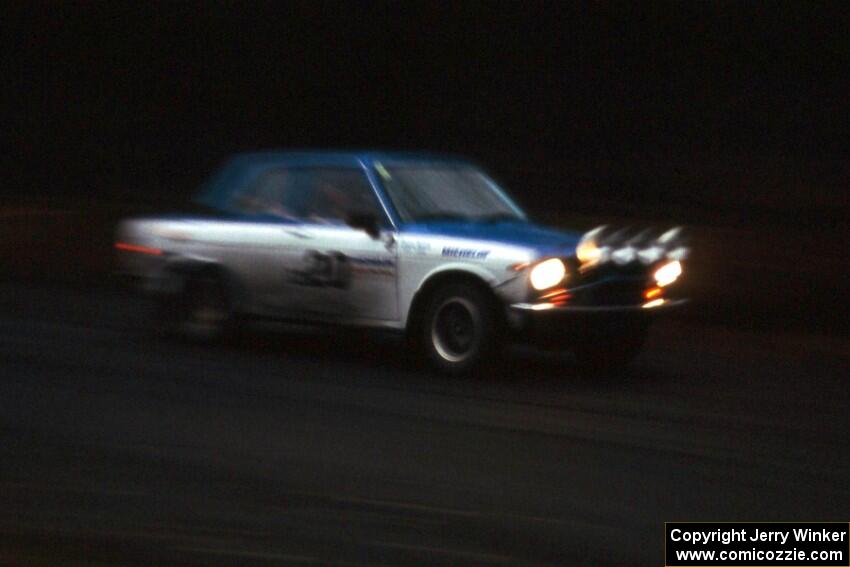 Pete Lahm / Jimmy Brandt slop through the slippery stages in the Huron Mts. in their Datsun 510.