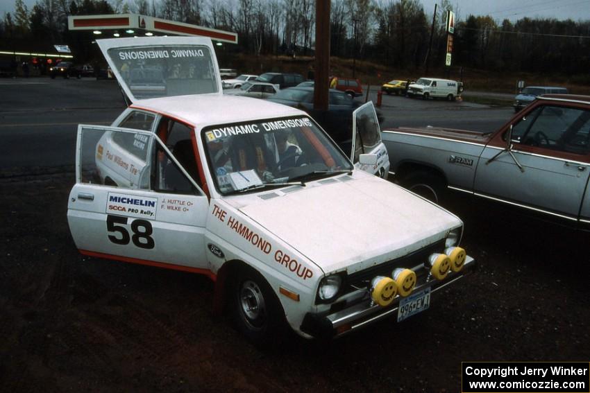 The Fritz Wilke / Joe Huttle Ford Fiesta gets serviced in L'Anse. (1)