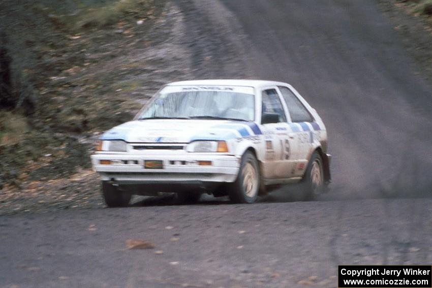 Mitch McCullough / John Elkin in their Mazda 323GTX on the Delaware Mine stage. Sadly they DNF'ed two stages later on Brockway.