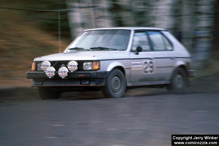 Ed Maklenburg / Barbara Steencken at speed on Delaware Mine stage in their Dodge Omni GLH.