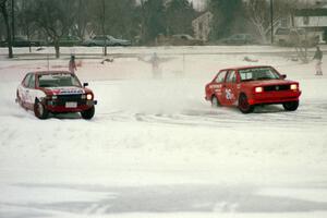 Don Coatsworth / Mike Rappa VW Fox passes the John Nytes / Jerry Nytes Fiat 128 Sport