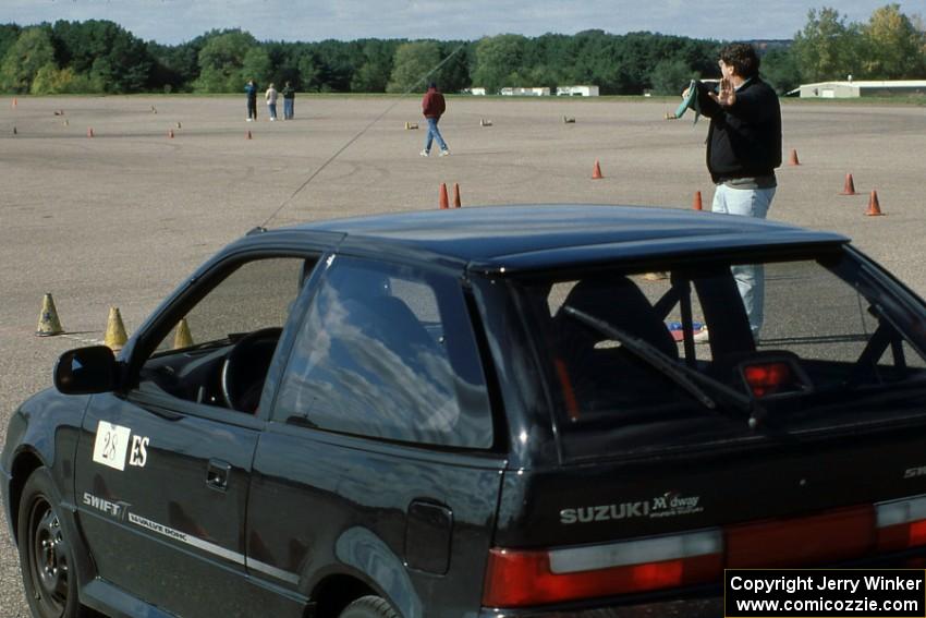 Ron Hirabayashi awaits the go-ahead in his E Stock Suzuki Swift