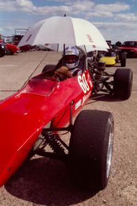 Mark Baker sits in his SR Titan Mk. 6 Formula Ford before the next run