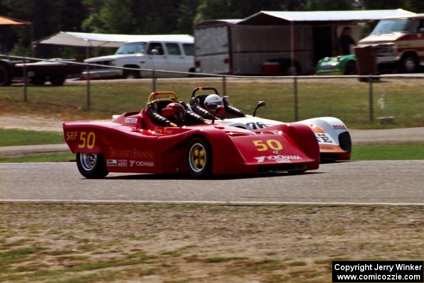 (50) Gerry Kraut makes an inside move on (76) Michael Gorman during the Spec Racer Ford race