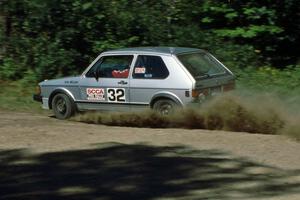 Bob Nielsen / Doug Dill at speed at the crossroads in their VW GTI.