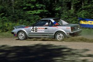 Jeff Harty / Dave Bruce at speed at the crossroads in their Toyota MR2.