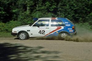 The Art Burmeister / Eric Burmesiter VW GTI goes through the spectator corner at the crossroads.