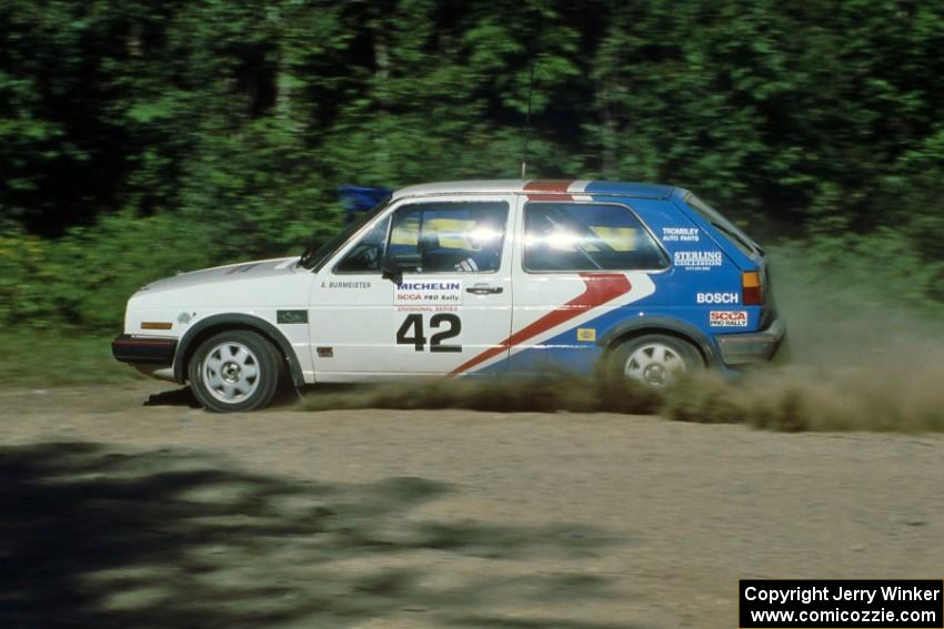 The Art Burmeister / Eric Burmesiter VW GTI goes through the spectator corner at the crossroads.