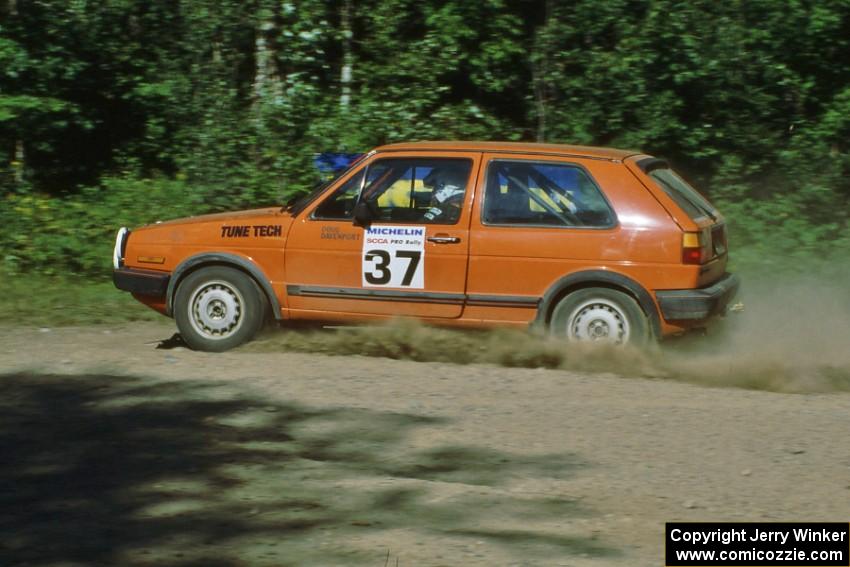 The Doug Davenport / Brent Cary VW GTI goes through the spectator corner at the crossroads.