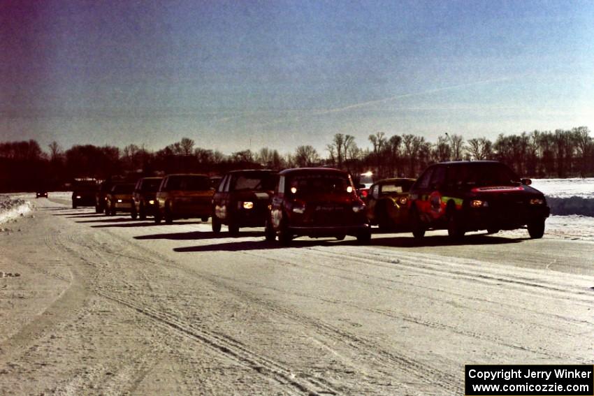 The field lines up for Sunday's Modified sprint race