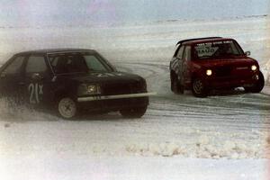 Non-studded race: James Clarke's(?) Ford Escort and Peter Zentner's Honda Civic