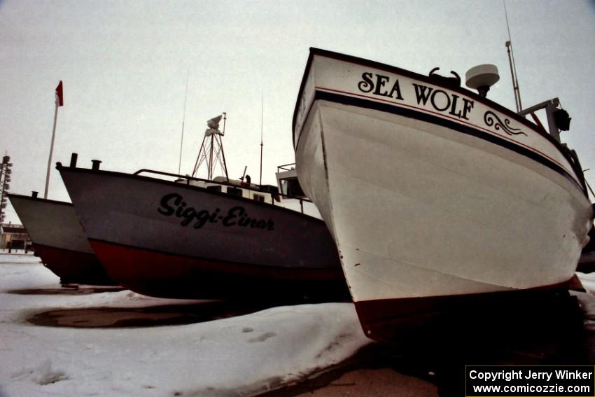 Boats docked in Gimli, MB