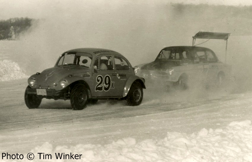 Bill Jenkins VW Beetle leads Dan Page's Volvo 122.