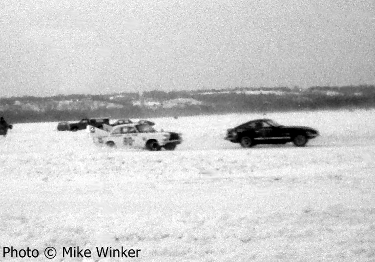 Dave Chizek's Datsun 240Z leads Bob Brown's Chevy Corvair