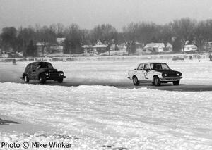 Tim Winker's Datsun 510 in front of Ludwig Leski's Volvo 544.