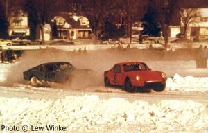 Bob Yougdahl's Capri-powered SAAB Sonett II passes Don Roderick's SAAB Sonett III.