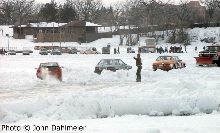 The field is slowed while the back straight is plowed