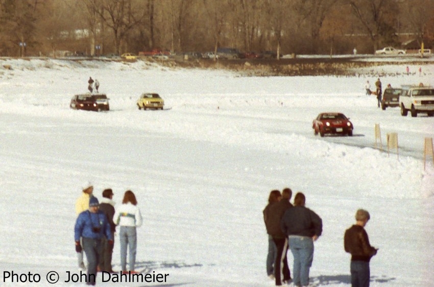 Cars at the north end of the track