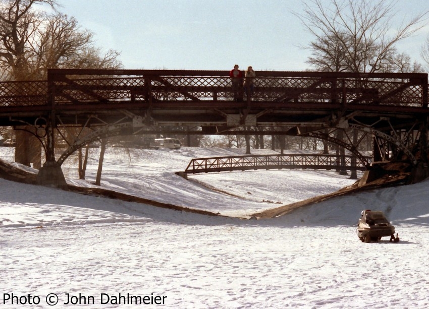 Bridges over the creeks leading into Lake Phalen. Note the snowmobile IN the city of St. Paul. Can't do that anymore...haha