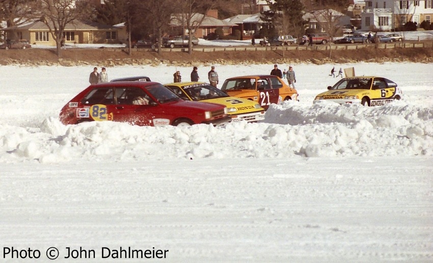 Cars on the back part of the course