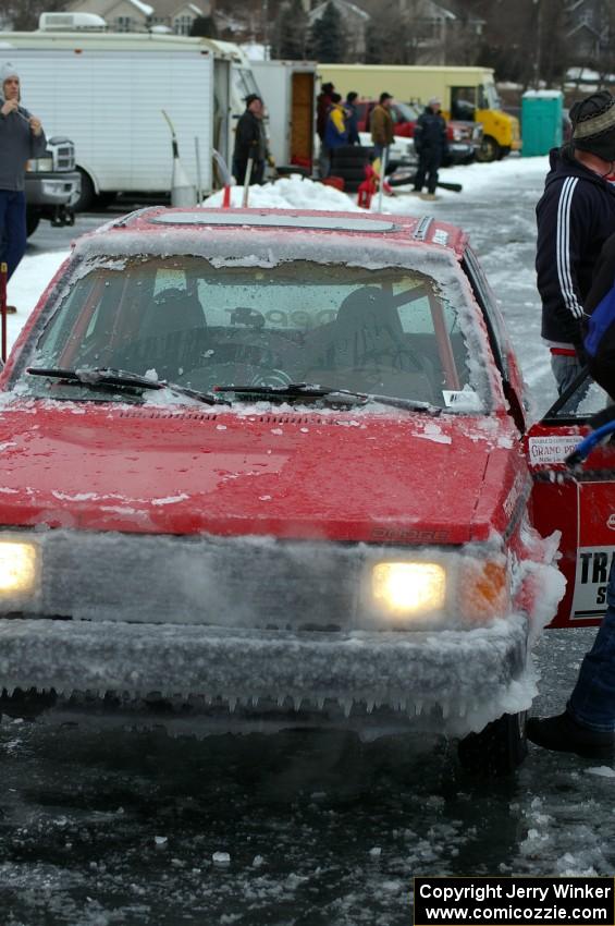 The iced front on the John Zmuda Dodge Omni