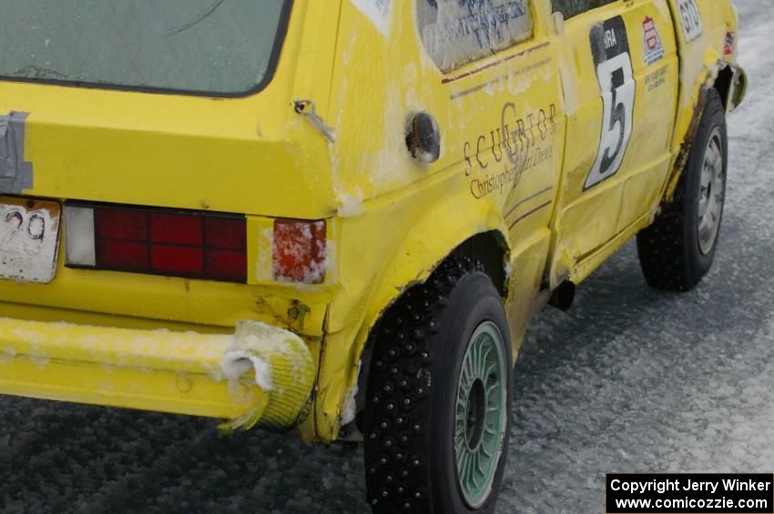 Dave Kapaun / Chris Wilke VW Rabbit was showing some damage after the race