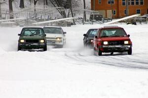 Four cars jostle for position