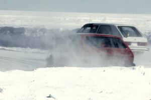 Dick Nordby / Bill Nelson VW Rabbit passes the John Kochevar / Ron Verhaagen, Sr. VW Scirocco