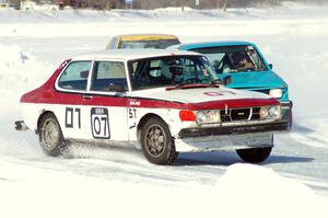 Chuck Peterson / Bob Roth SAAB 99 ahead of the Dick Nordby / Bill Nelson VW Rabbit and Dan Burhans, Sr / Tony Burhans SAAB 9-3