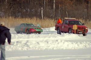 Don Hupe / Marco Martinez / Steve Kuehl Mazda RX-7 gets a tow, however an engine fire breaks out