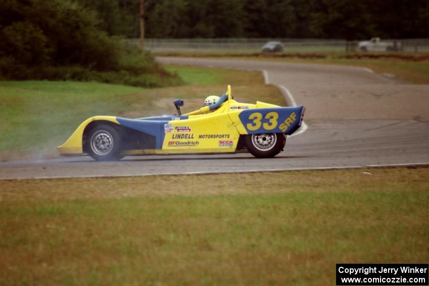 Ian James' Spec Racer Ford spins at turn 6