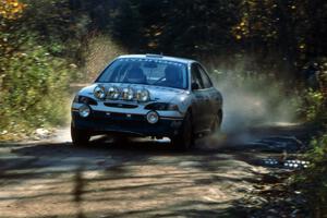 Paul Choinere / John Buffum in the Hyundai Elantra at speed on the Menge Creek stage.