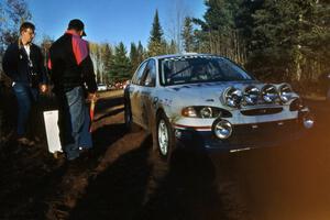 Paul Choinere / John Buffum pull up to the start of Menge Creek 2 in their Hyundai Elantra.