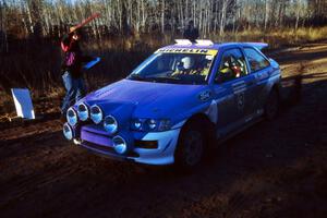 Carl Merrill / John Bellefleur nail it at the start of Menge Creek 2 in their Ford Escort Cosworth RS.