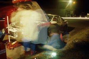 The Carl Redner / Lynn Dillon Mitsubishi Eclipse gets serviced in Kenton(1).