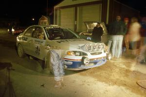 Paul Choinere / John Buffum make final preparation to go back out onto the stages in their Hyundai Elantra.