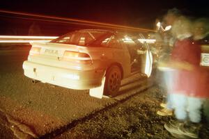 The Carl Redner / Lynn Dillon Mitsubishi Eclipse lines up to go back out to the stages after Kenton service.