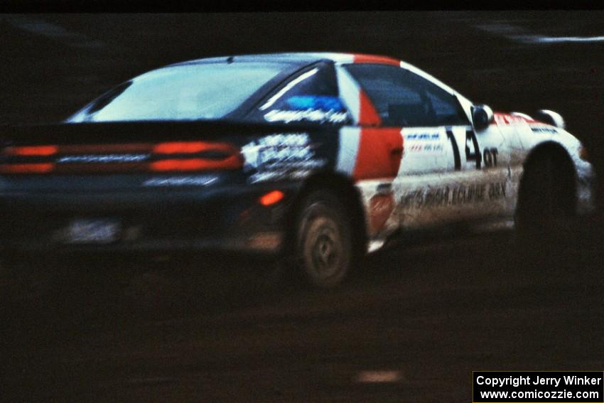 The Steve Gingras / Bill Westrick Mitsubishi Eclipse gets a shakedown on the press stage.