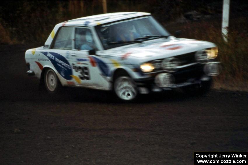 The Mike Whitman / Dave White Datsun 510 gets flogged on test run on the press stage.