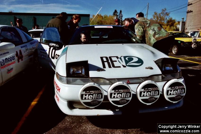 Mike Hurst / Rob Bohn Mitsubishi Eclipse at parc expose at the D&N Bank parking lot in Hancock before the rally.