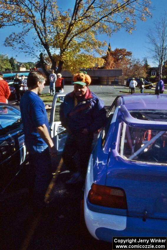 Carl Merrill beside his Ford Escort Cosworth RS at parc expose. John Bellefleur was his navigator.