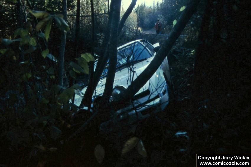 Ted Grzelak / Dan Gildersleeve Mazda RX-7 flew over and cleared Menge Creek, but there was no way of getting back on the road.