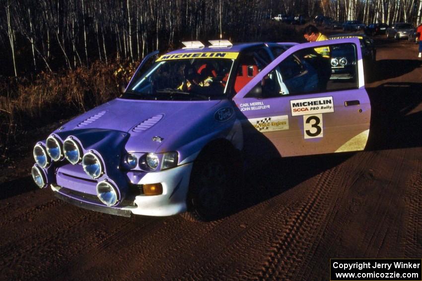 Carl Merrill / John Bellefleur near the start of Menge Creek 2 in their Ford Escort Cosworth RS.