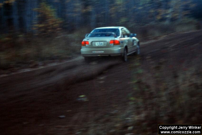 Jay Kowalik / Jeff Wheeler exit the first corner of Menge Creek 2 in their Honda Civic.