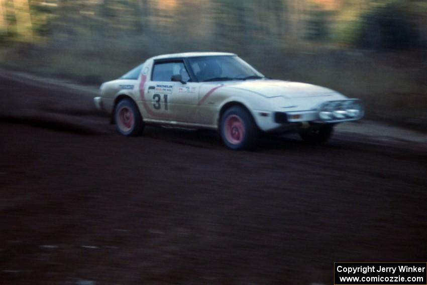 Craig Kazmierczak / Diane Sargent leave the start of Menge Creek 2 in their Mazda RX-7.